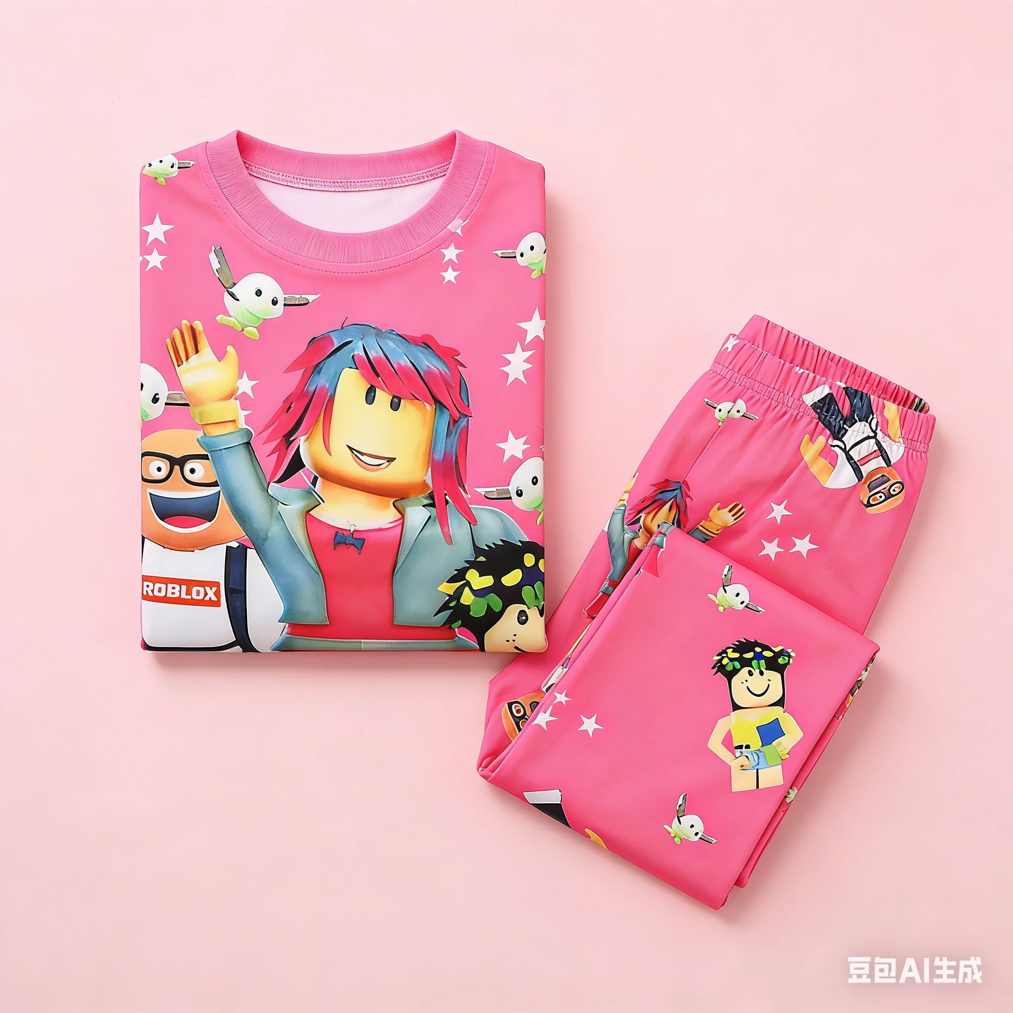 

Robloxs Cartoon Big Children's Home Clothes Set Girls' Spring Autumn Pajamas Daily Necessities Comfortable Soft Fabric