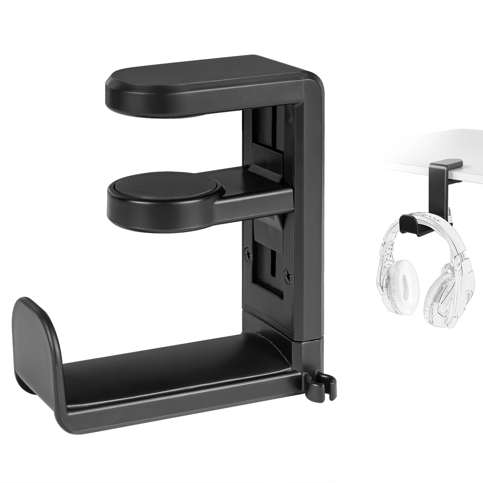 Geekria Gaming Headset Headphone Hook Stand, Under-Desk Headphone Stand Mount Holder with 360° Rotation Adjustable