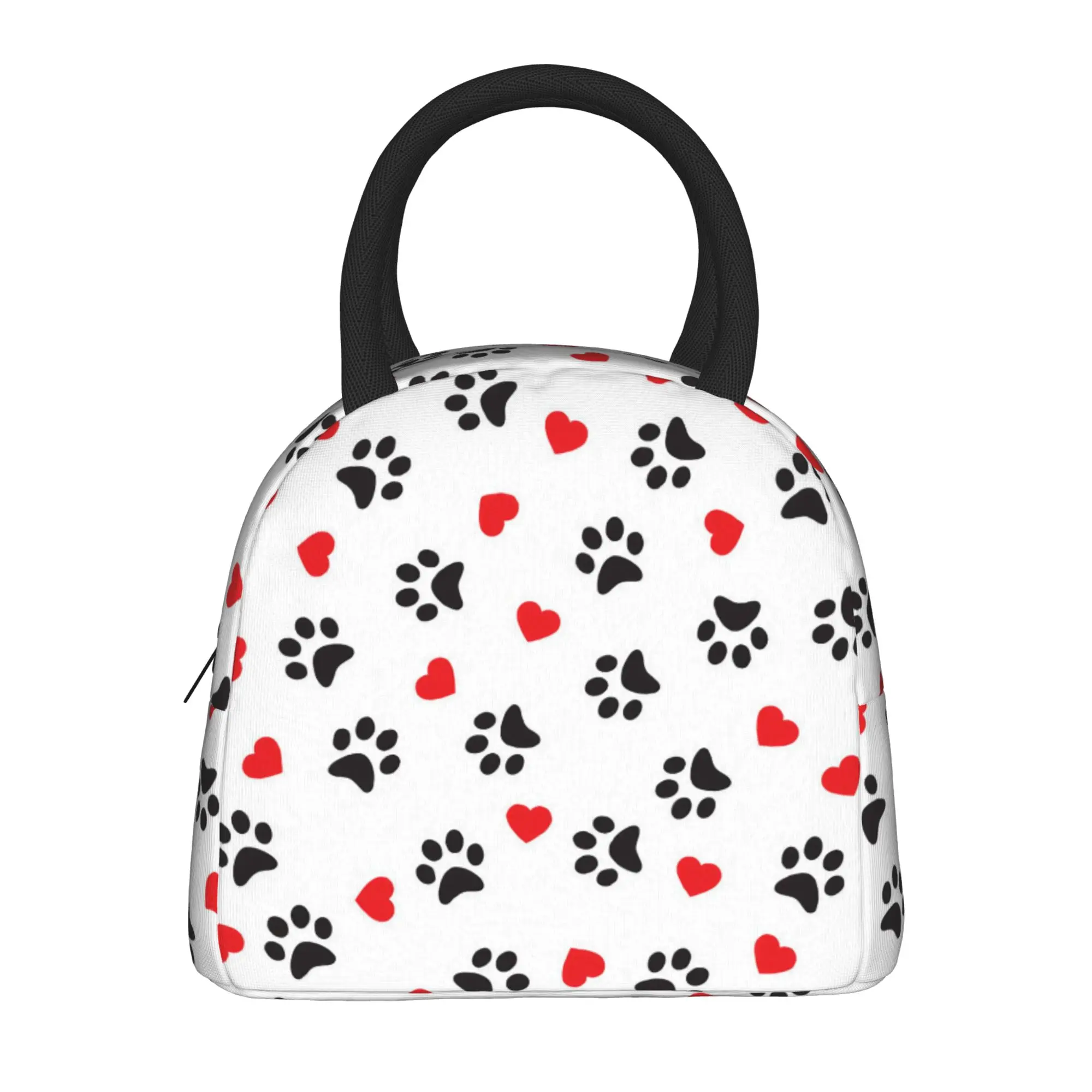 Dog Paw Love Pattern Insulated Lunch Bags Thermal Bag Reusable,Lunch Container  High Capacity Tote Lunch Box Bento Pouch