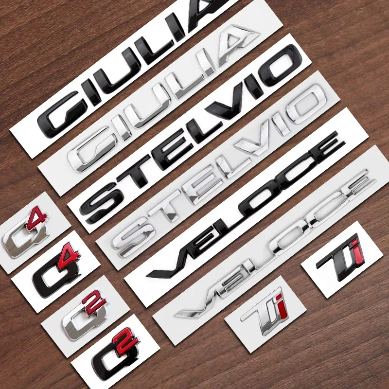 1pcs 3D ABS Q2 Q4 Giulia Stelvio Veloce Ti Badge Emblem Car Stickers For Alfa Romeo 147 156 159 Rear Boot Refit Trunk Label Logo