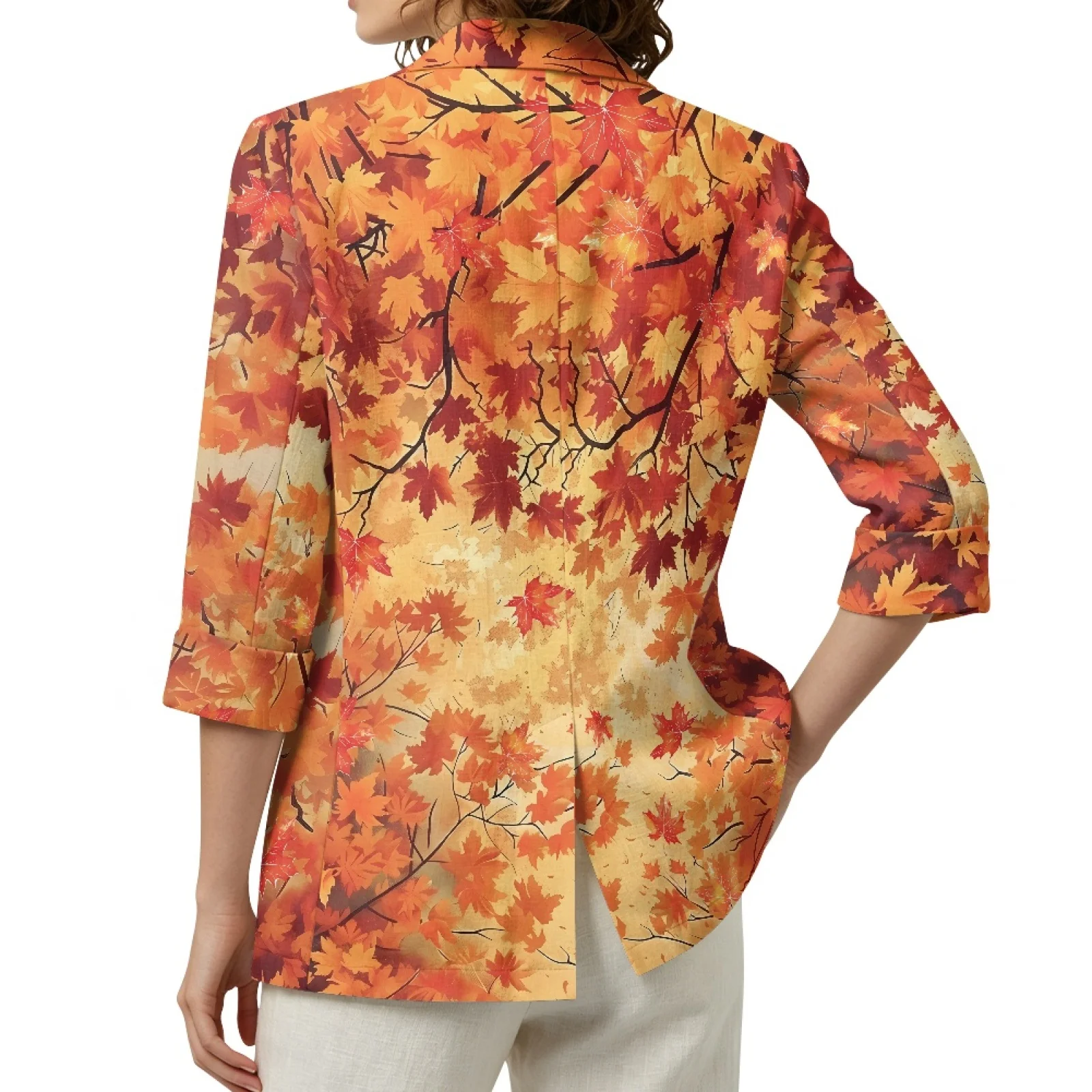 PENSTROLL Maple Leaf 3/4 Sleeve Beach Cover Ups for Every Occasion Linen Like Open Front Tops Sizes S-3XL