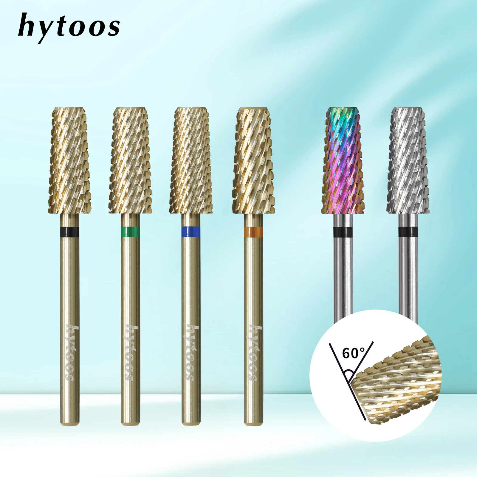 HYTOOS Punte da trapano per unghie coniche con smusso di sicurezza Pro Punta per unghie conica in metallo duro per rimozione smalto gel Accessori per trapani per lime