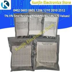 SMD Resistor Kit,0402,0603,0805,1206,1210,2512,0 ohm - 10M ohm,1%,5%,Assorted Kit