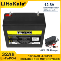 LiitoKala 12.8V 32AH LiFePO4 Battery 12V with BMS Lithium Iron Phosphate Batteries for Motorcycle ignition solar energy