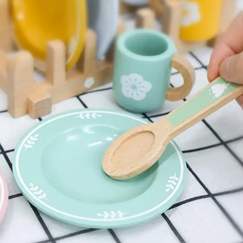 Player jeu cuisine ensemble pour les enfants 3 ans plats en bois Ustensiles Gift P31b