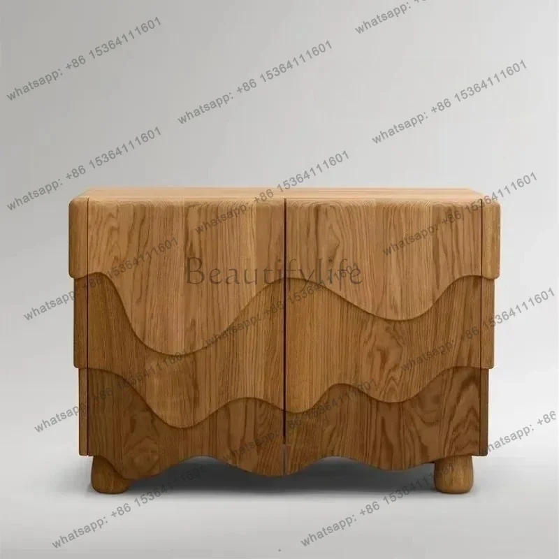 

60.Medieval solid wood bedside table, living room home creative art locker, bedroom storage cabinet
