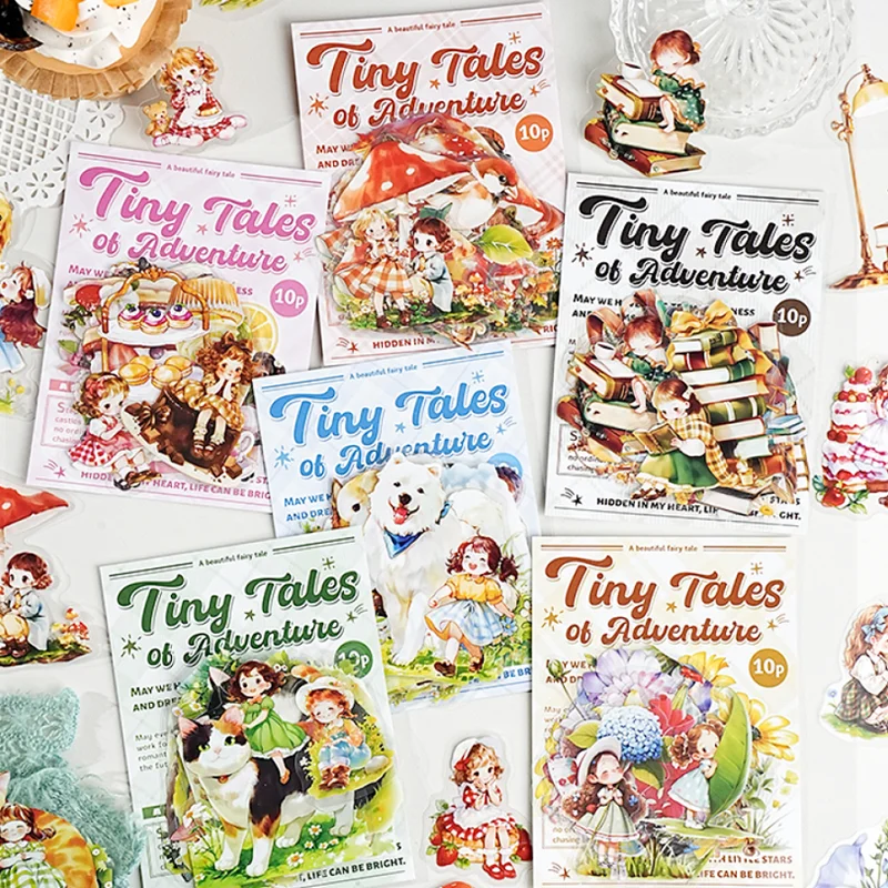 

3packs 'Mini Adventure' PET Sticker Pack - Cute Cartoon Theme Journaling Supplies, Pre-cut Waterproof Decals, Diary Collage Deco