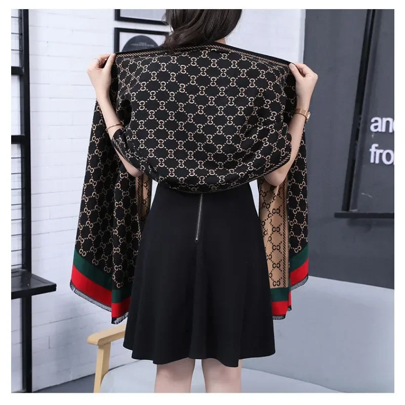 新しい両面スカーフカシミヤファッション女性の秋と冬防風暖かい厚いカシミヤショールヘッドスカーフ