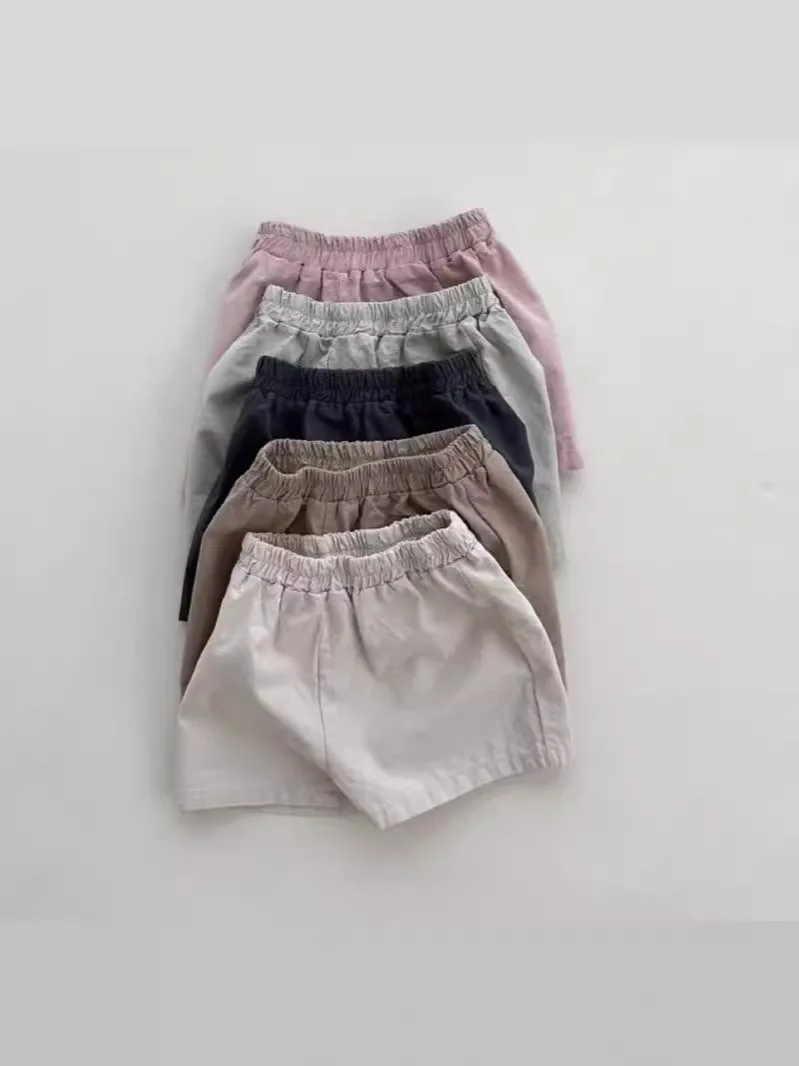 Calça solta monocromática de bebê, calção de algodão respirável, calça casual versátil, moda esportiva, menino e menina, nova, verão