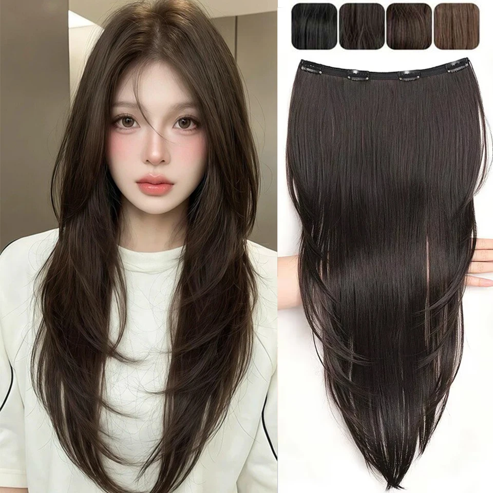 Synthetic High-layer Inward Curl Wig Extensions One-Piece Ultra-thin Invisible Hair Extension For Girl Party Halloween Christmas