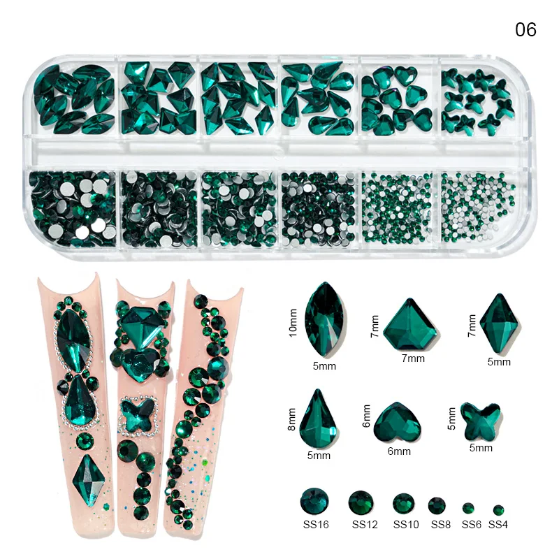 12 Gitter halbrunde Perlen Perlen 3D Nagel Charms 1,5/2/2,5/3/4/5 mm weiße Flatback Perlen Nagel Schmuck Nagel Handwerk Perlen Strasssteine