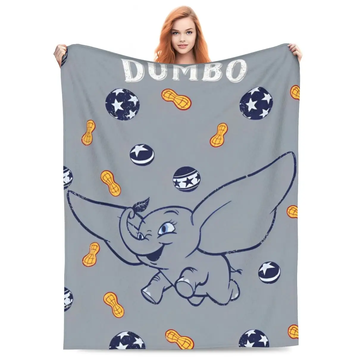 Fantasy Drama Dumbo Flannel Blanket Cartoon Vintage Throw Blankets for Home