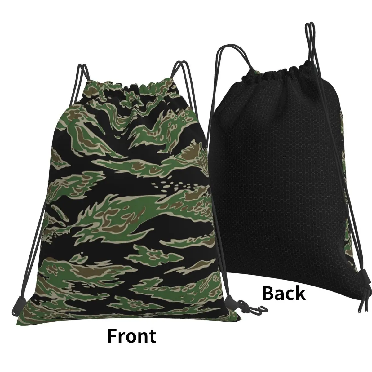 Tiger Stripe Camouflage Military Camo Backpacks Fashion Drawstring Bags Storage Bag Book Bags for Man Woman Students