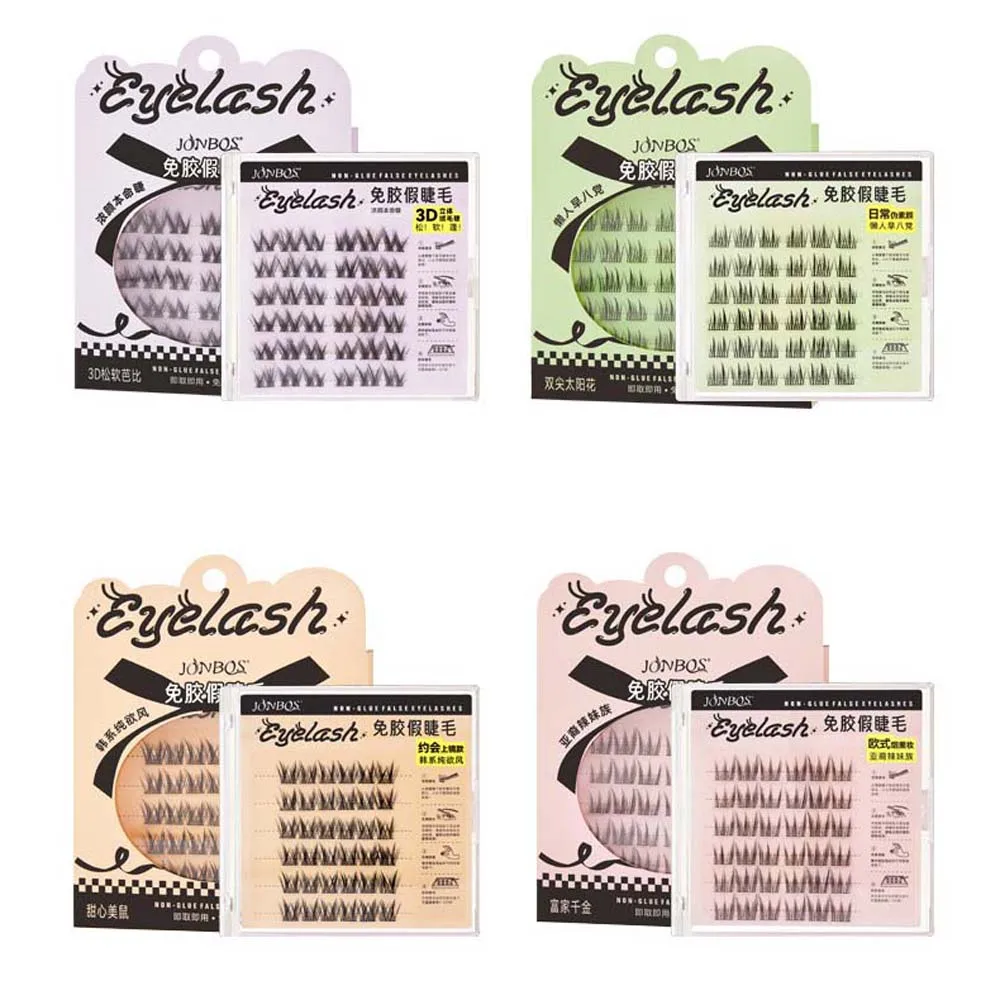 ذاتية اللصق L حليقة الرموش الصناعية الرموش ملحقات DIY بها بنفسك الفردية العنقودية الرموش المائلة مجنح قابلة لإعادة الاستخدام