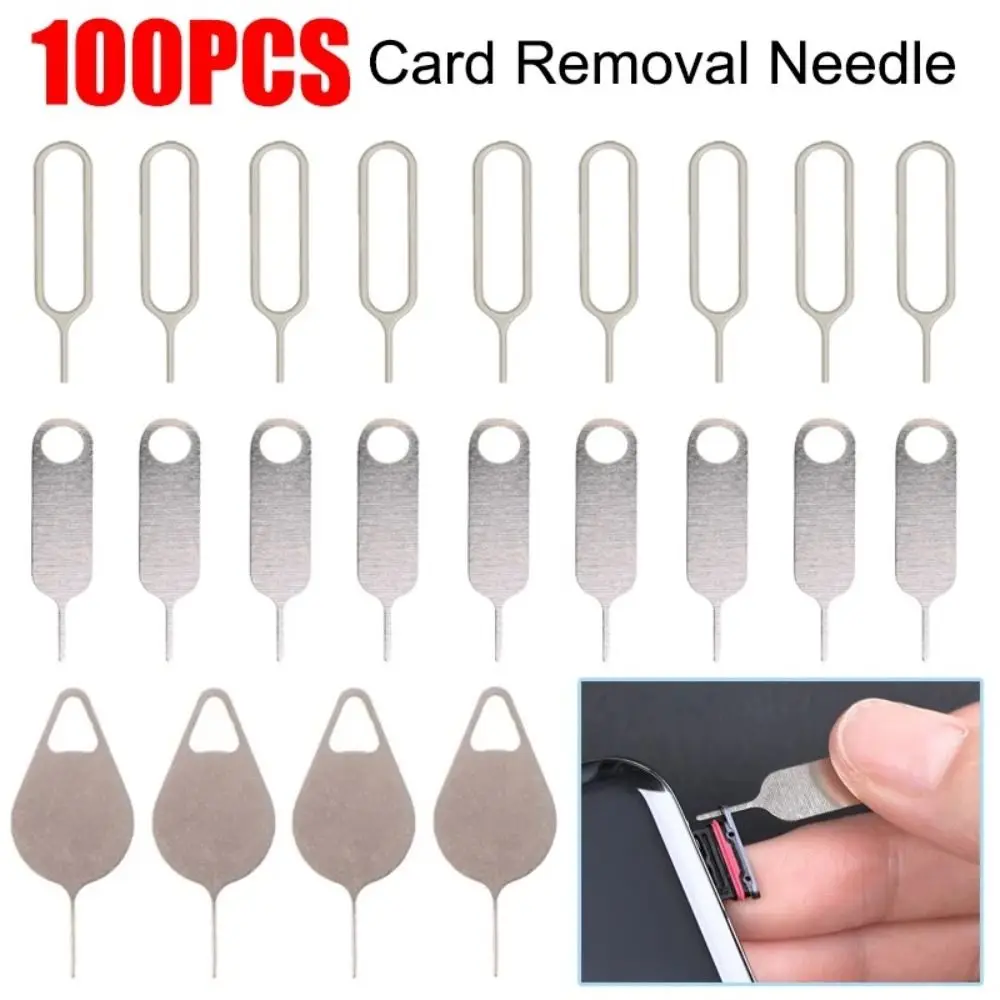 

100Pcs Stainless Steel SIM Card Tray Ejector Pin Anti-Lost Universal SIM Card Removal Tool Compact Precision Tool