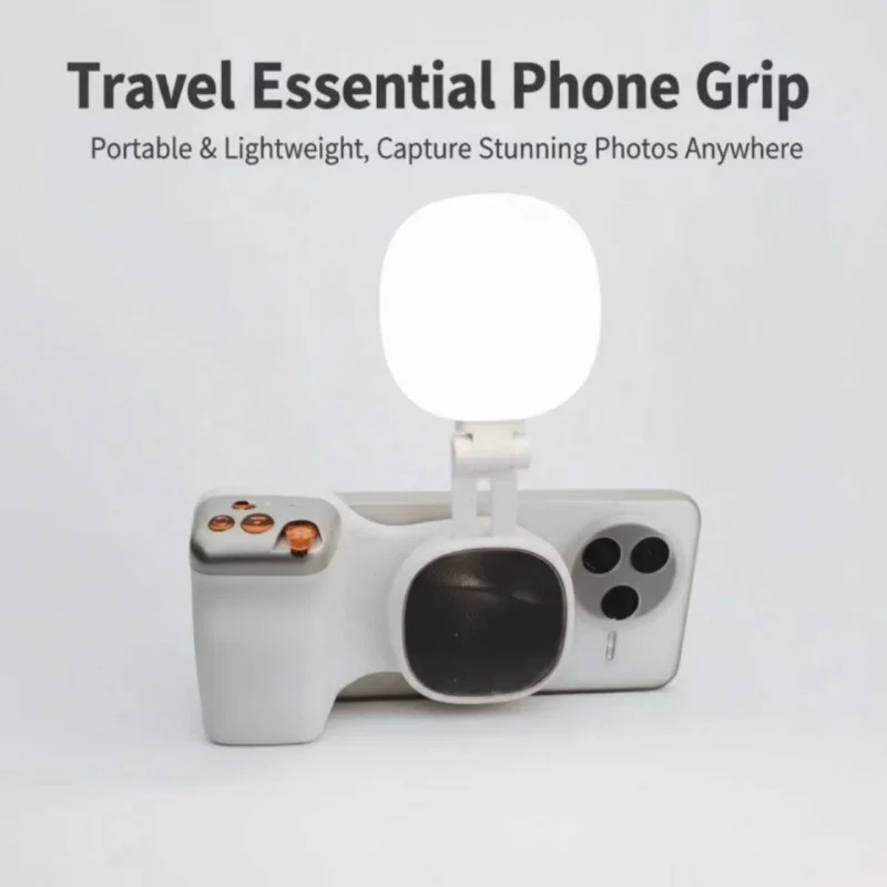Magnetic Zoom Remote Phone Grip with Fill Light, Anti-shake Stabilizer Portable Selfie Tool for iPhone Samsung Android
