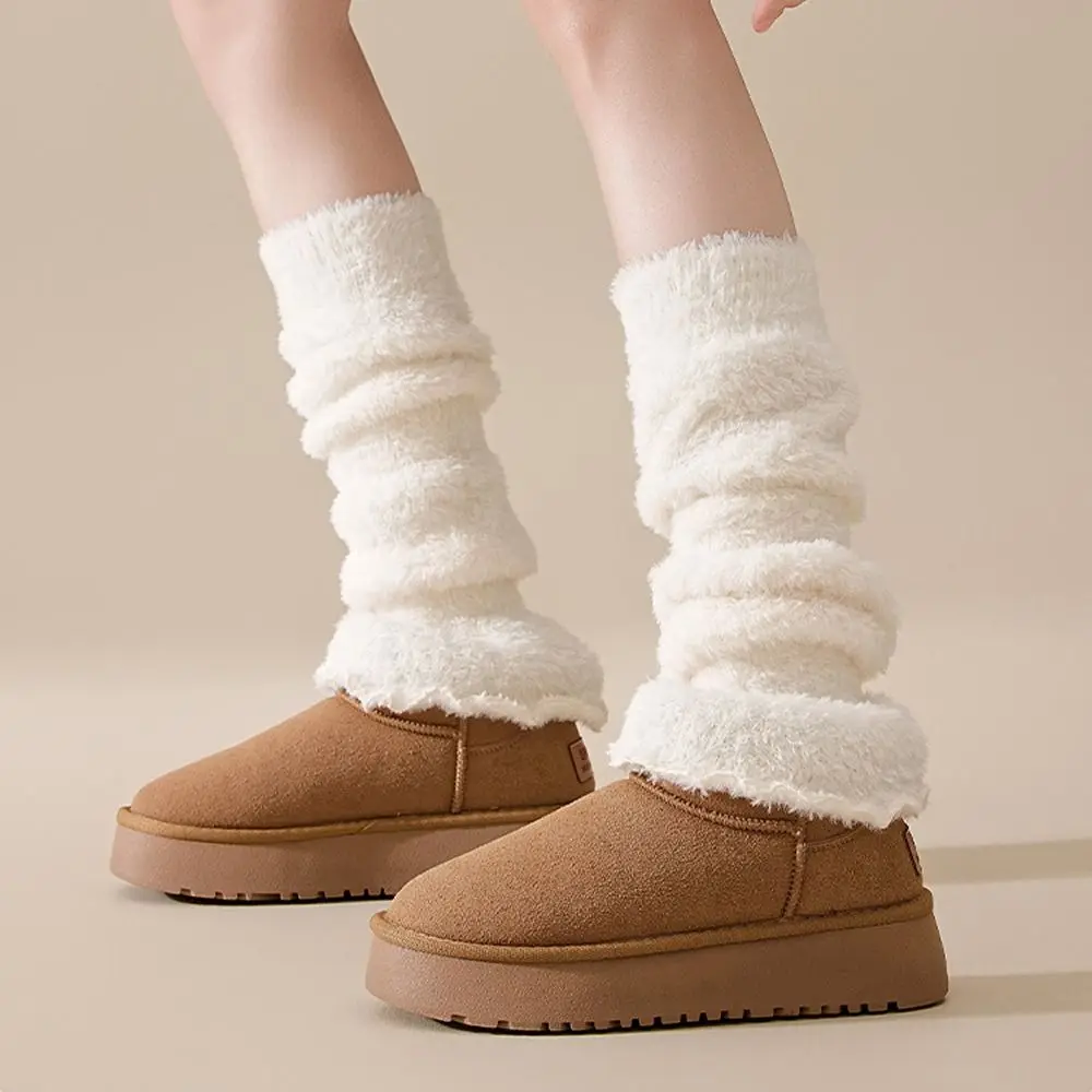 

Модные однотонные гетры, утолщенные термоноски из кораллового флиса, теплые носки, сложенные носки до середины икры в холодную погоду