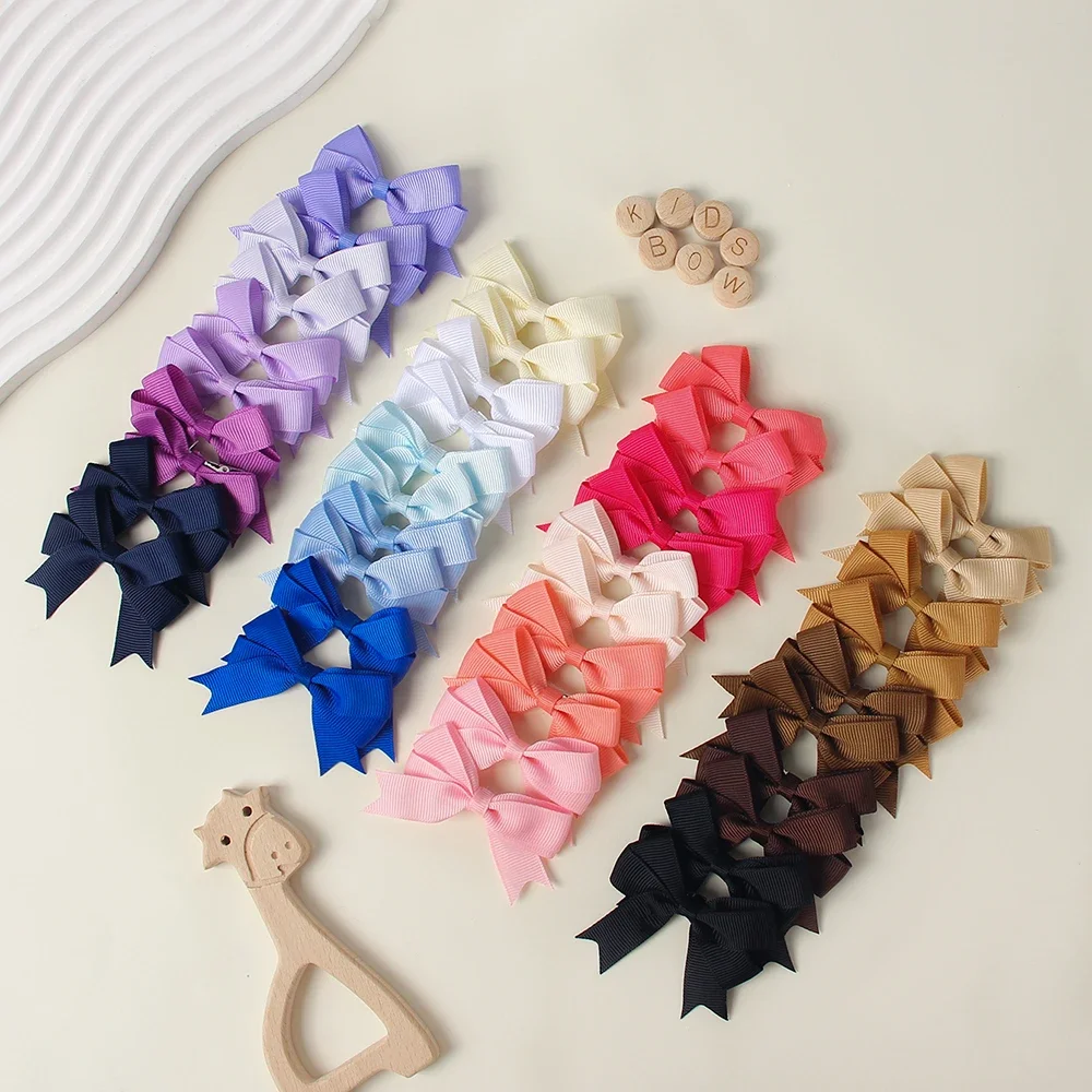 40Pcs/lot Macaron Solid Bow Alloy Hair Clip Cute Solid Color Ribbon Hair Clip Children's Gift Hair Accessory