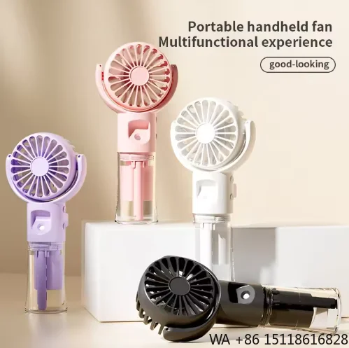 2026 New Arrival Portable Handheld Three-Speed USB Rechargeable Mini Cooling Misting Fan for Car Use Summer Use