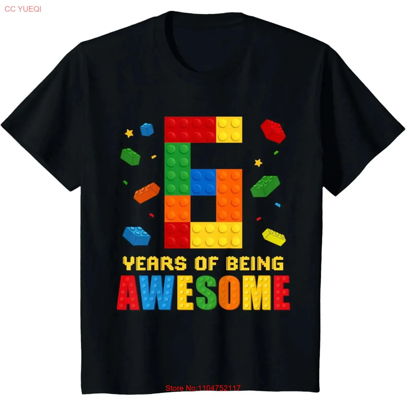 Kids 6 Year Old Birthday Boy Being Awesome Building Bricks 6th T Shirt for vintage Washed Comfortable Slightly Breathable