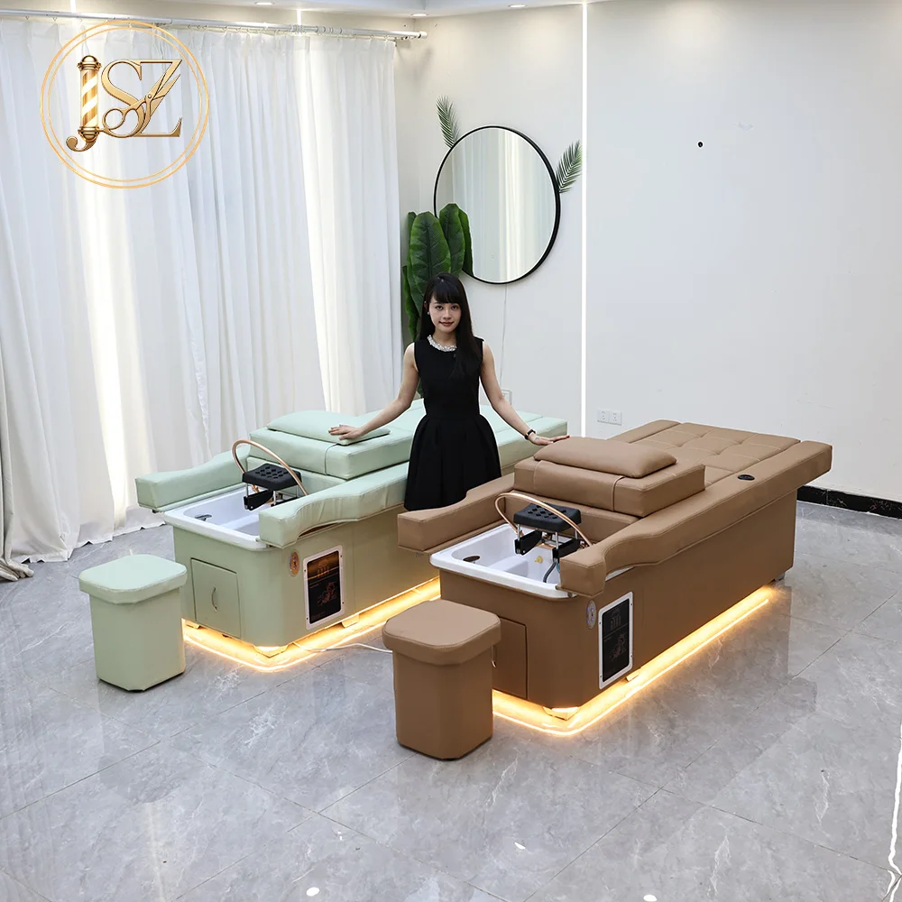 Back Lift Massage Chair Modern Japanese Head Spa Salon Furniture Hair Washing Foot Bath Multifunctional Beauty Treatment Bed