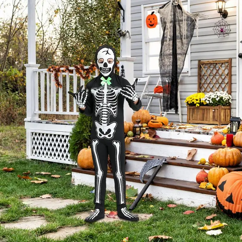 Halloween Skeleton Costume Jumpsuit Onesie Kids Outfit Cosplay Costumes Costume Accessories And Cosplay Props Included