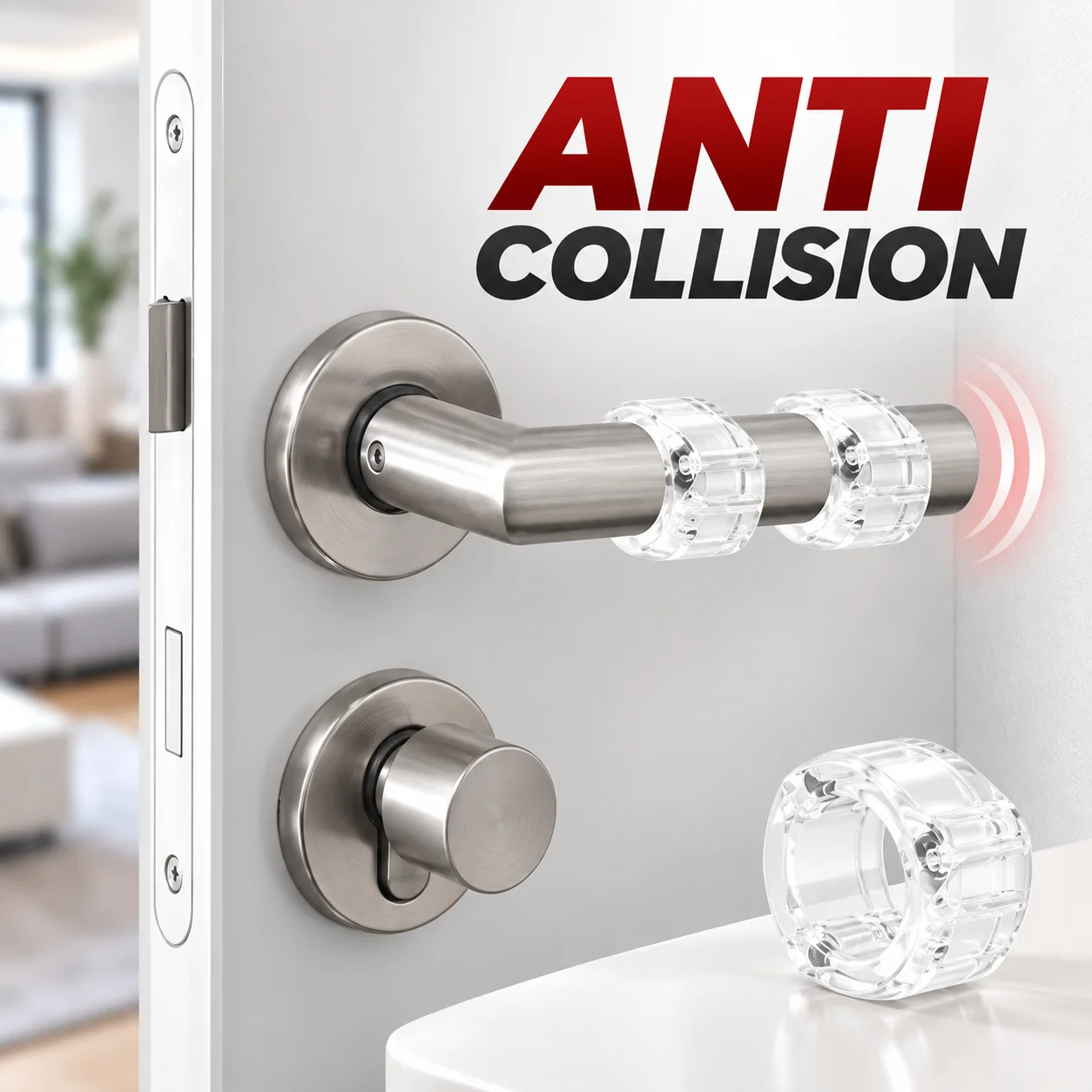 Transparent Silicone Door Stop with Handle Protector - Door Ding Prevention Guard for Home & Office, Durable, Easy Install