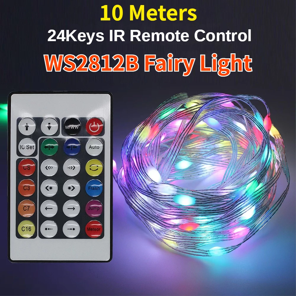 

10M WS2812B Fairy Light Bluetooth LED String RGB Dream Color Addressable Party Christmas Lights Wedding Decoration Garland 5VDC