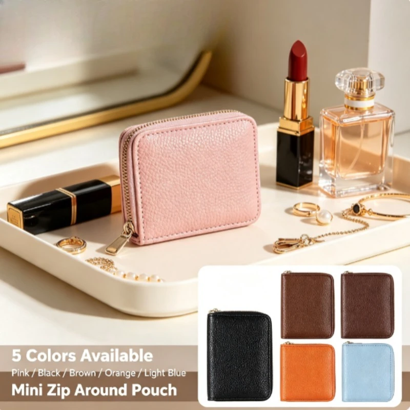 European American Fashion Women Zipper Coin Purse, Men Women Accordion Card Holder Multi‑Slots ID Driving License Card Wallet