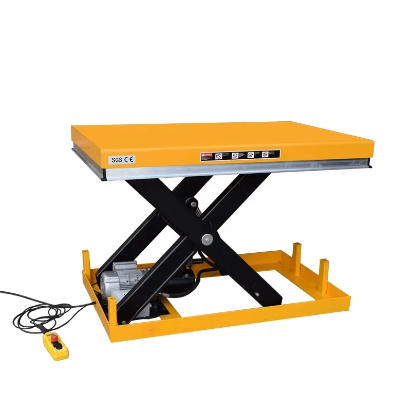 Fixed Scissor Lift Platform 1T 2T Mobile Electric Hydraulic Lift Hand Push Foldable Trolley For Workshop Cargo Lifting Transfer