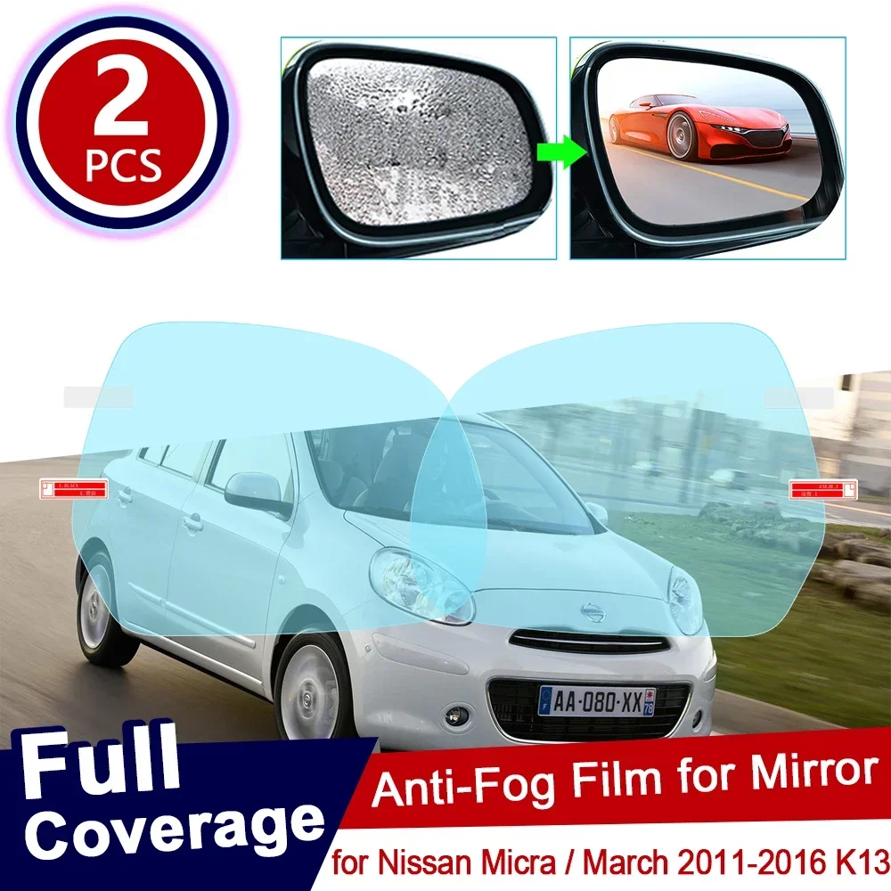 for Nissan Micra March 2011~2016 K13 Full Cover Anti Fog Film Rearview Mirror Accessories Waterproof  Rainproof Car Sticker 2015