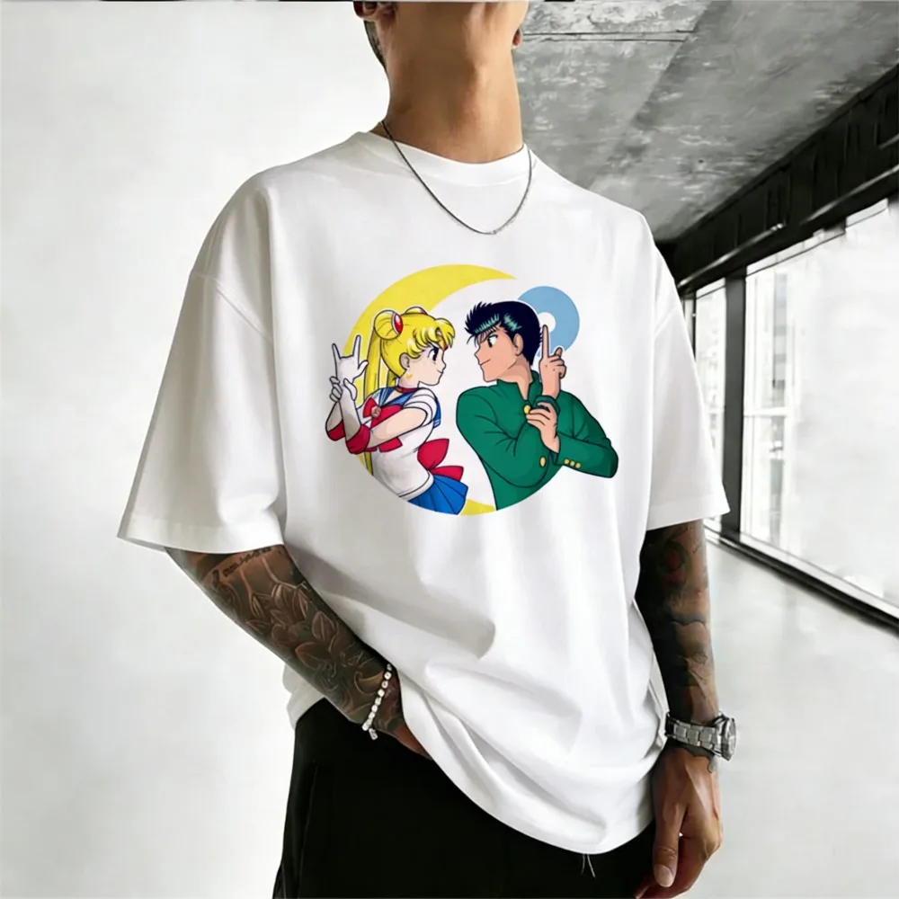 Unisex-T-Shirt aus reiner Baumwolle, Sailor Moon Tsukino Usagi, 2026, Sommer, neuer Artikel, Harajuku, Anime, bedruckt, lockeres, kurzärmeliges Familienoberteil