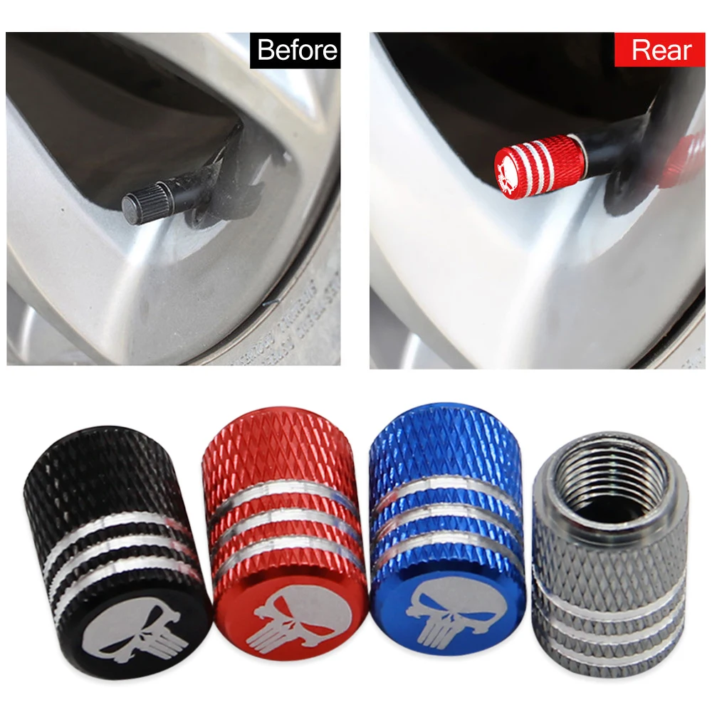 4PCS/Pack Aluminum Alloy Pneumatic Tire Door Core Cover Creative Tire Cap Mini Dust Cap For Automobiles Motorcycles Trucks Bikes