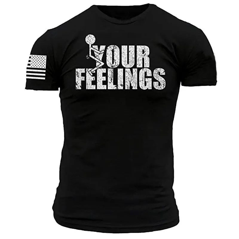 Your Feelings Men Clothing T-Shirt Whiskey Tango Foxtrot II American US Flag Printed Graphic Patriotic Tee Start Running Tops