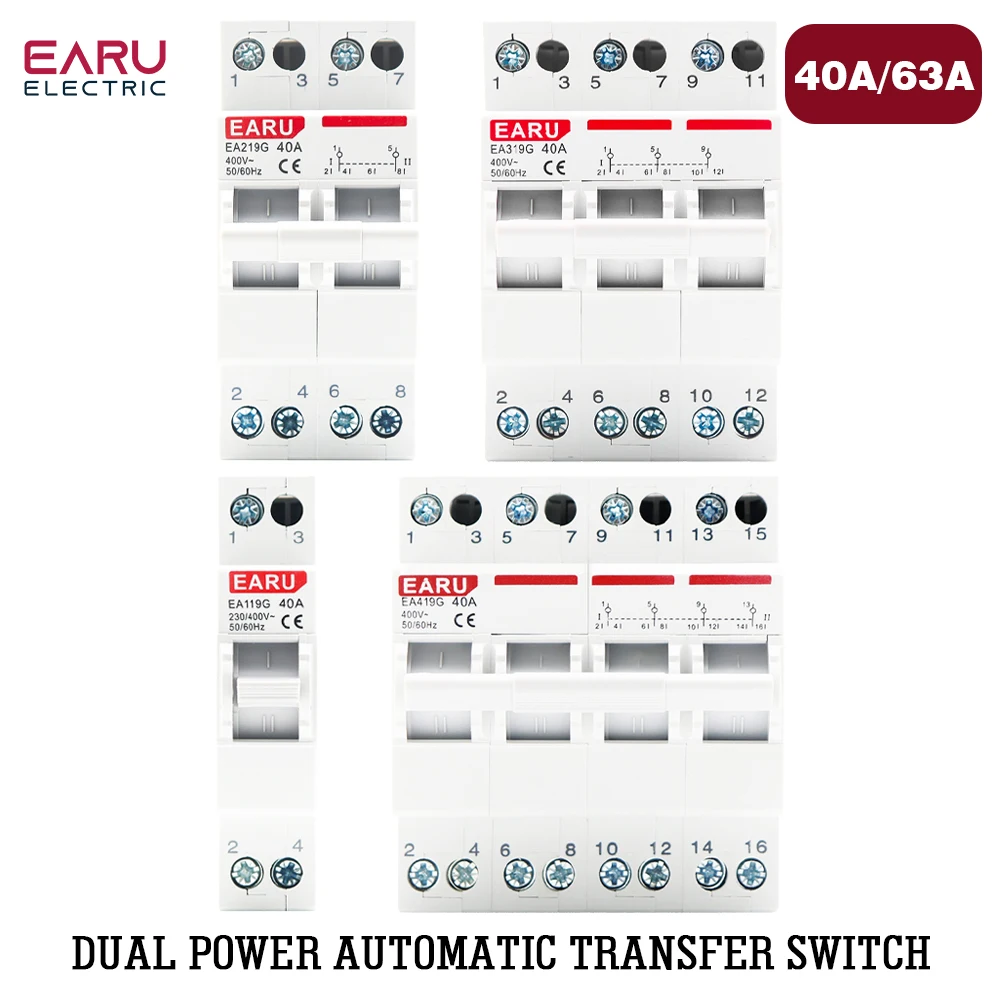 

40A 63A MTS Dual Power Manual Transfer Interlock Circuit Breaker Din Rail Isolating Discounnecting Switch 1P 2P 3P 4P AC 220V