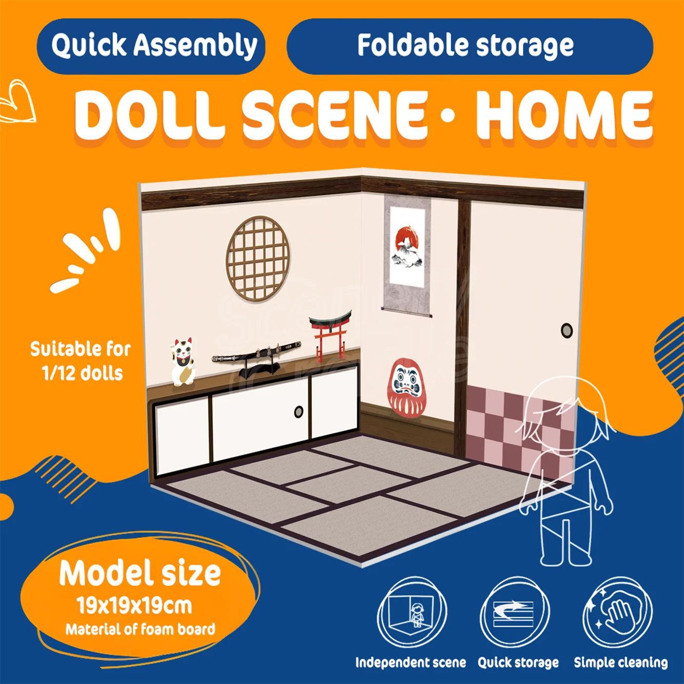 DIY 블라인드 박스 소품 피규어 장난감 인형 전시 장면 PVC 모델 캐빈 전시 보드 배경 수집용 피규어용