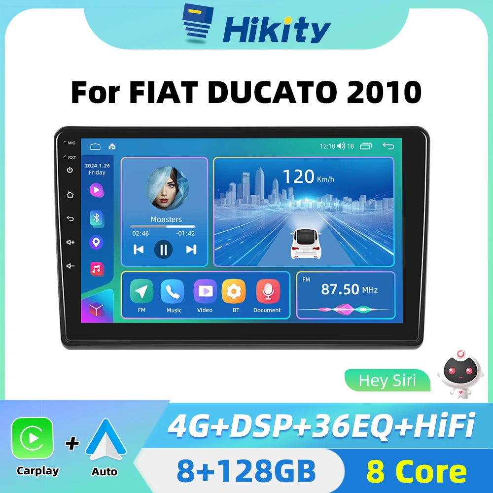 Hikity Android Car Radio Audio For Fiat Ducato 3 Peugeot Boxer 2 Citroen Jumper 2 2011-2022 CarPlay Stereo 2 din autoradio GPS