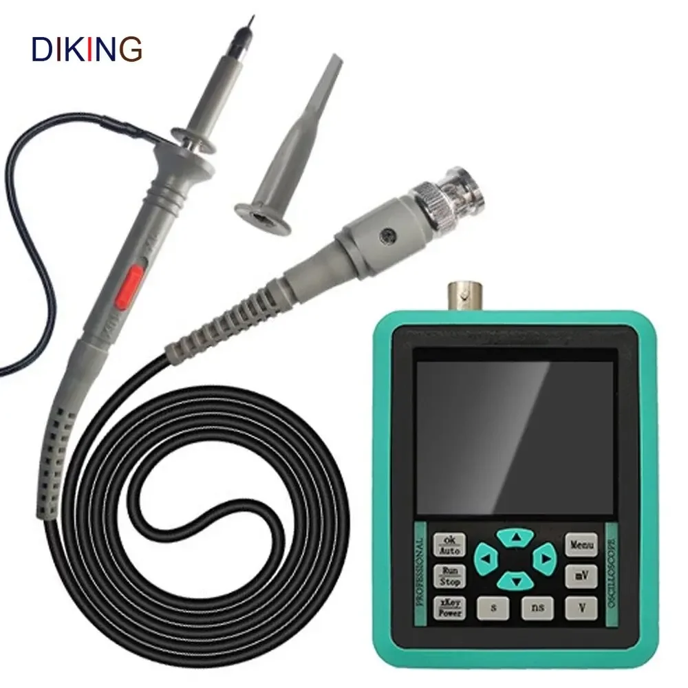 

Diking Handheld Mini Digital Oscilloscope with 2.4 Inches TFT Color LCD Screen 120M Bandwidth 500M Sampling Rate