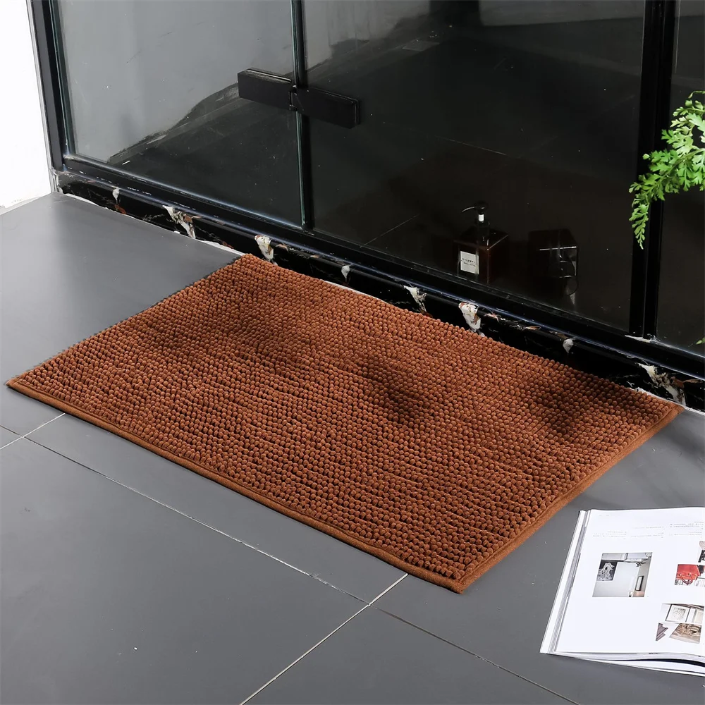 Bathroom Toilet Door Absorbent Floor Mat Chenille Super Soft Carpet Bedroom Non-Slip Pad Bath Rug Bathroom Mat Machine Washable