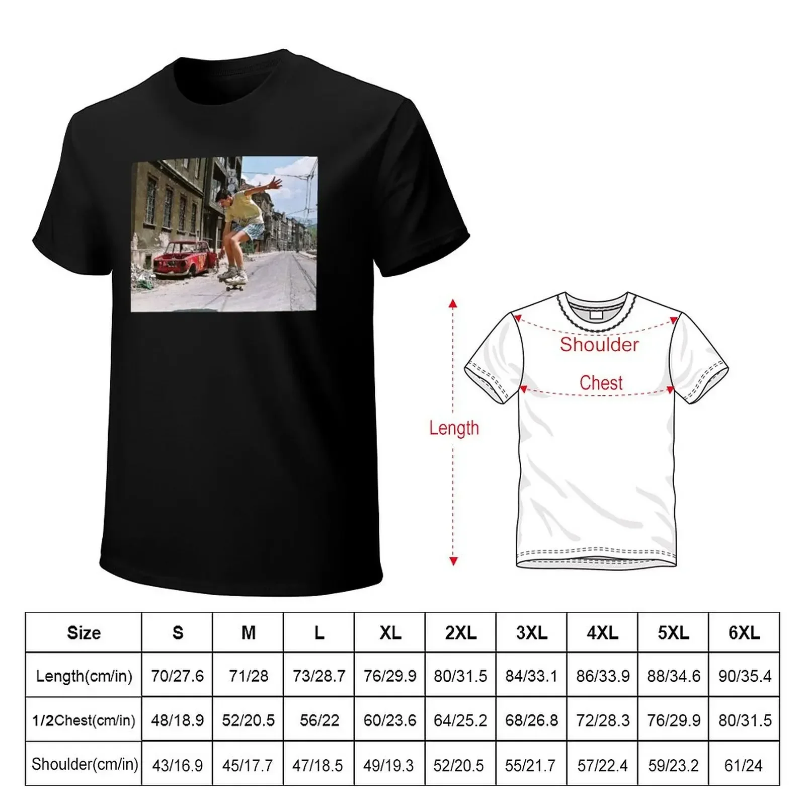 Skateboarding during siege of Sarajevo T-Shirt anime figures animal prinfor boys t shirts for men pack