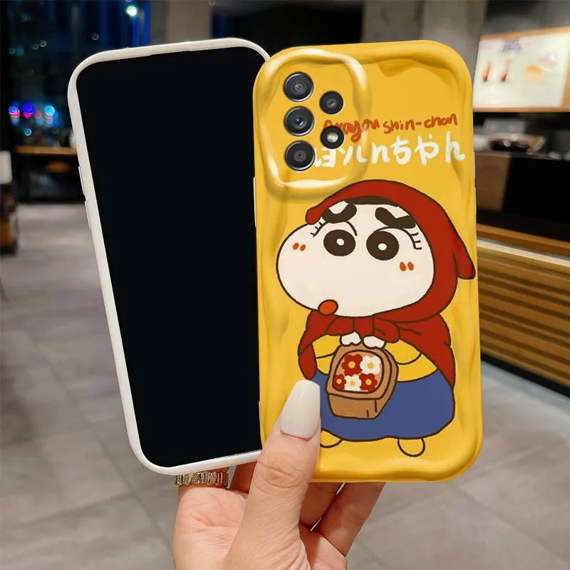 C-تلوين شين تشان الأصفر لسامسونج S25 S24 S23 S22 S21 S20 A04 A05s A05 A06 الترا زائد FE 5G موجة النفط جراب هاتف