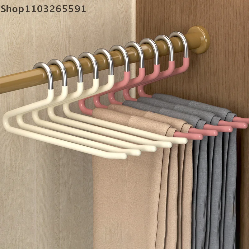 4PCS Goose-Type Plastic Hanger With Telescopic Z-Design For Multi-Layer Clothing Storage