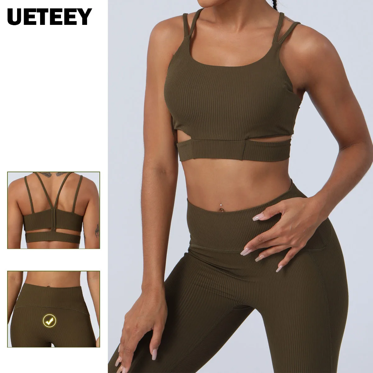 

2 Pieces Women Yoga Sets Workout Clothes Outfits Tracksuits Gym High Waist Leggings Sports Padded Bras Fitness Suits Sportswear