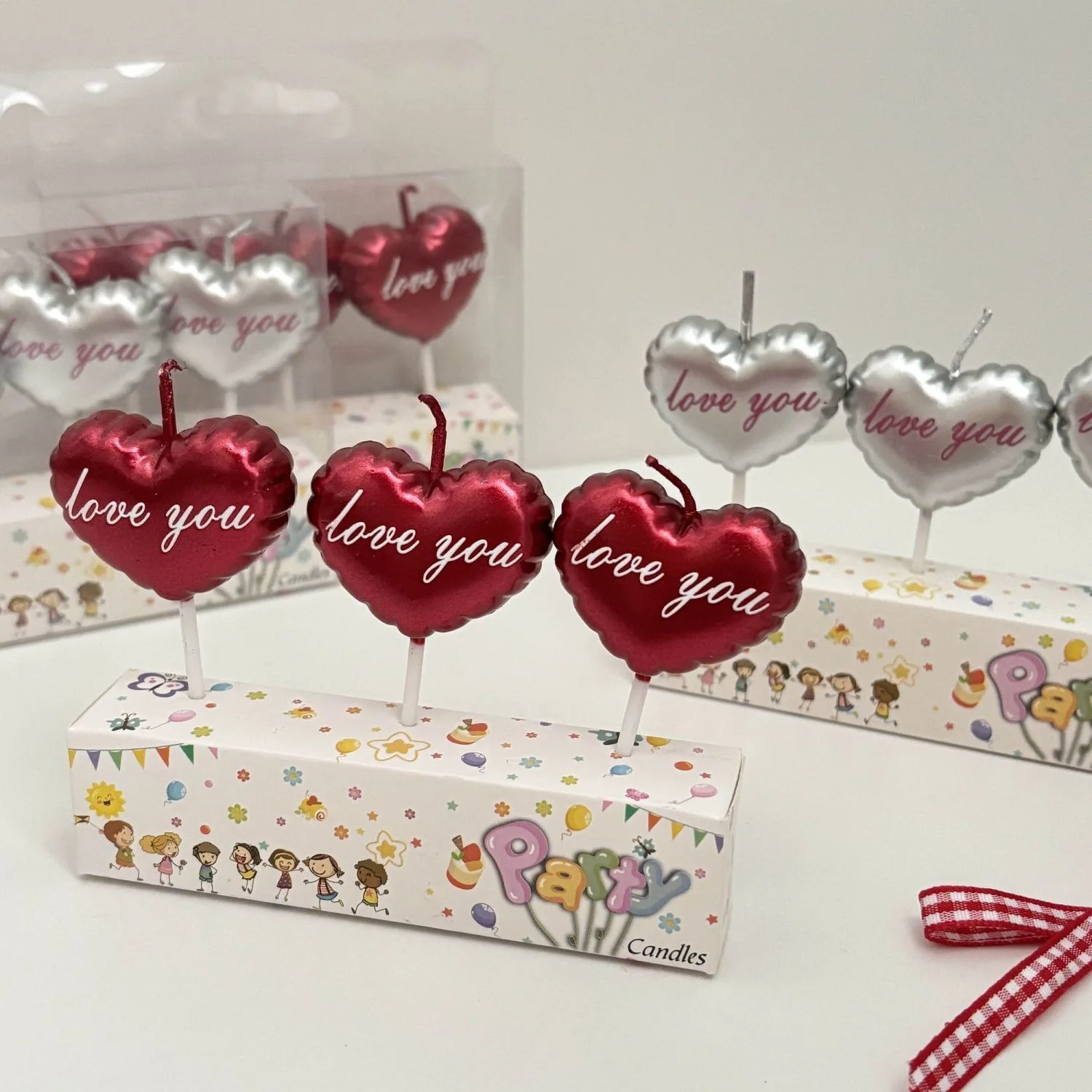Heart Balloon Cake Candle Printed Love You Cake Topper Valentines Day Wedding Anniversary Proposal Romantic Cake Decor Supplies