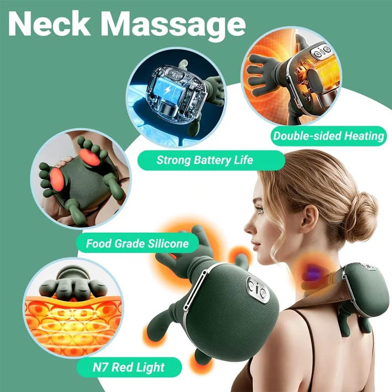 

4D kneading and simulating hand, neck and shoulder deep tissue pain relief massager with heated electric massager
