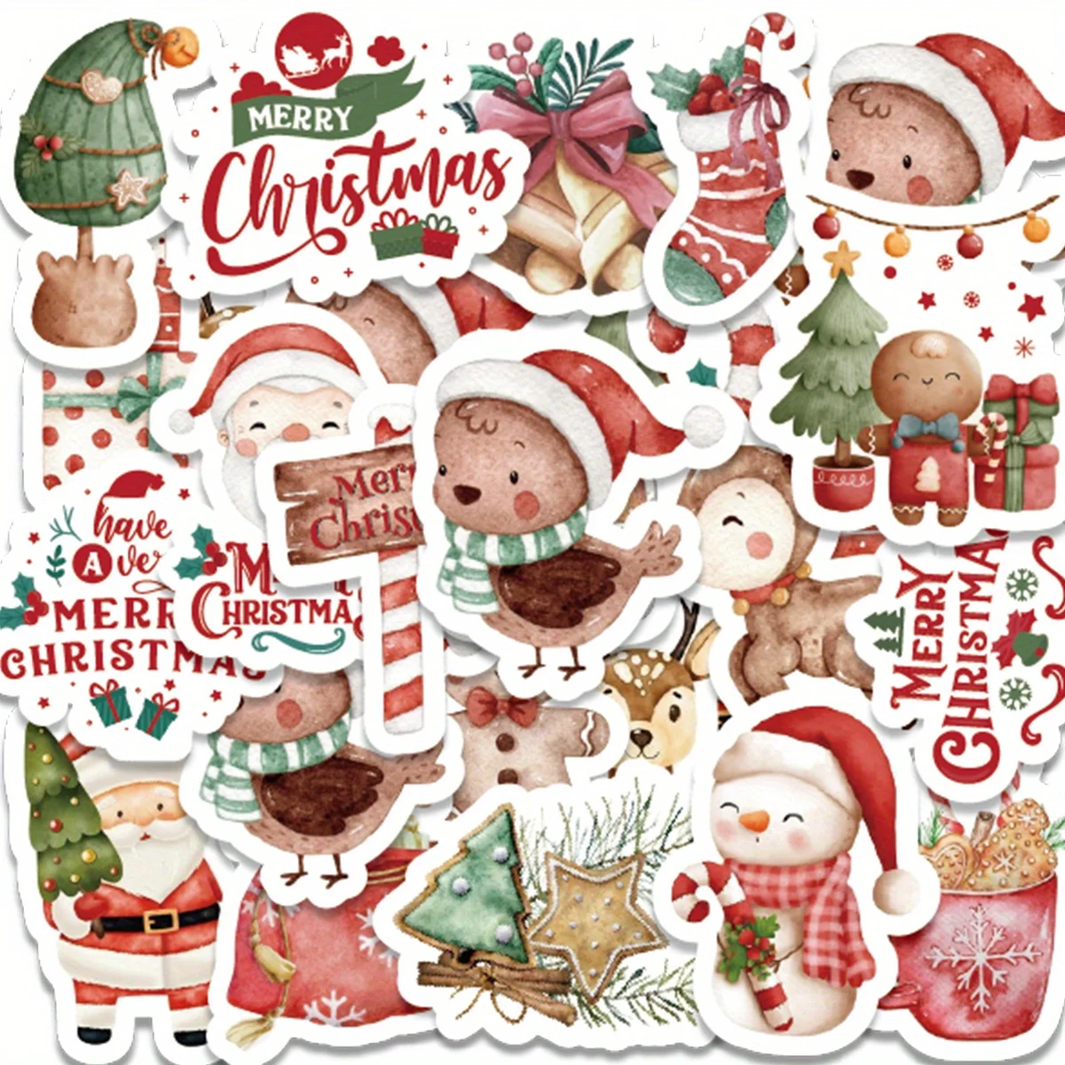 46pcs Merry Christmas Stickers for Decorating Holiday Gifts and Festive Atmosphere with Mini Exquisite Pattern