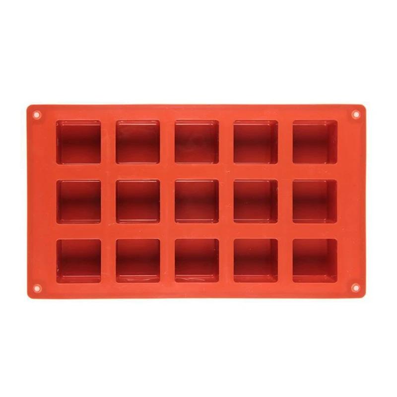 

15 Cavity Square Silicone Molds Baking Tool Mousses Cake Decorating Molds for Making Chocolate, Candy, Soap