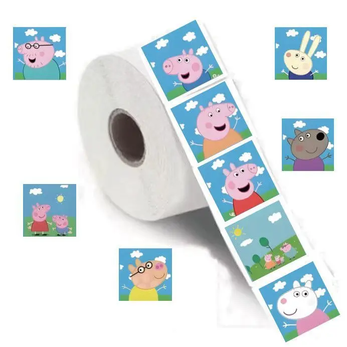 500 pegatinas de Peppa Pig por rollo, impermeables, estéticas, decorativas, para equipaje, portátil, taza, teléfono, diario, libro, juguete para niños