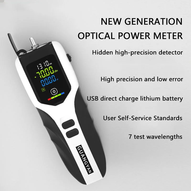 Handheld Mini fiber Optical Power Meter-70+10 dBm/-50+26 dBm/-70~+3dBm Lithium Battery OPM with LED Lighting