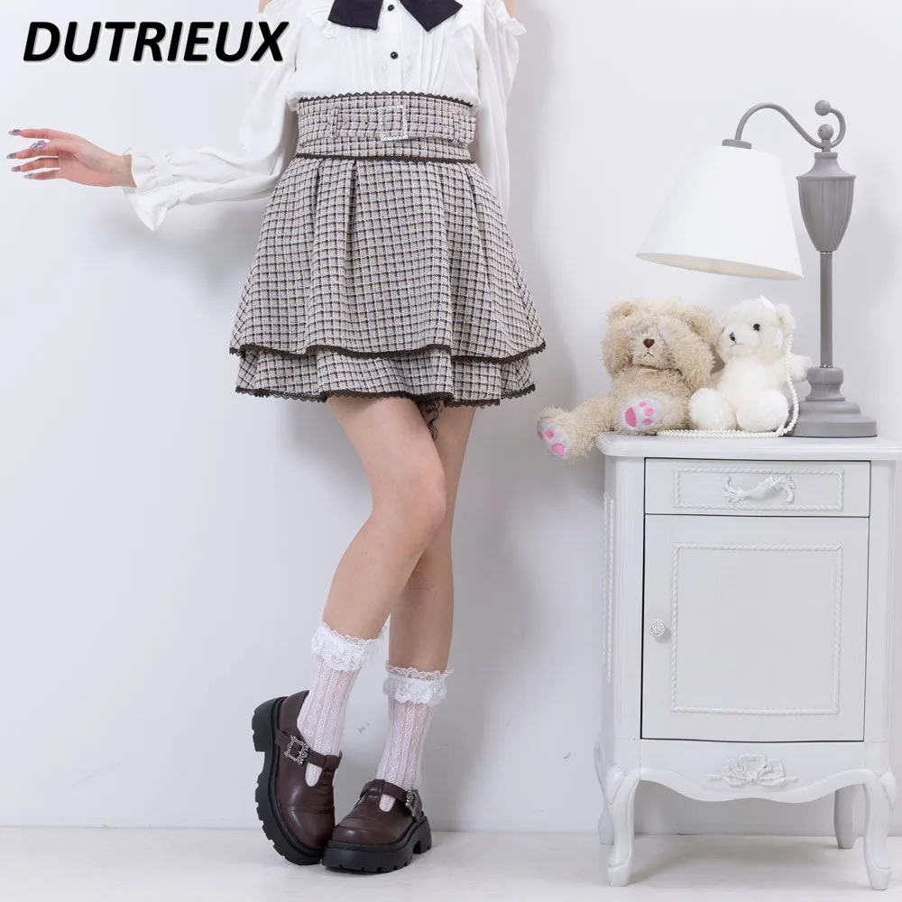 Autumn and Winter New High-waisted A-line Short Skirt Japanese Sweet Sub-double-layer College Style Pleated Mini Skirts